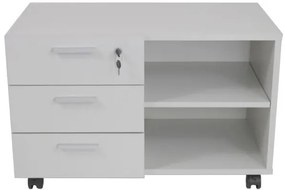 Armário Impressora 80x45x47 cm 3 Gavetas e 2 Prateleiras Cinza - Riva