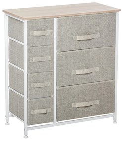 Cómoda com 7 Gavetas de Tecido Cómoda de Armazenamento Multifuncional para Dormitório Sala de Estar Corredor 63,5x30x71cm Cinza