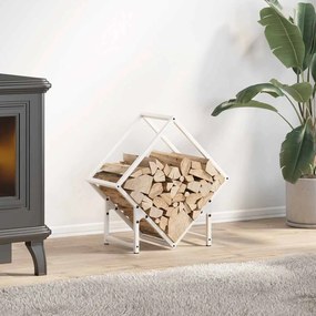 vidaXL Suporte para lenha 50x25x50 cm aço laminado a frio branco