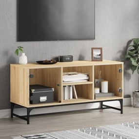 Móvel de TV c/ portas de vidro 102x37x50 cm carvalho sonoma