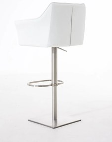 Banco de bar Damaso em couro sintético e estrutura prateada 64 x 88-113 x 45 cm Branco