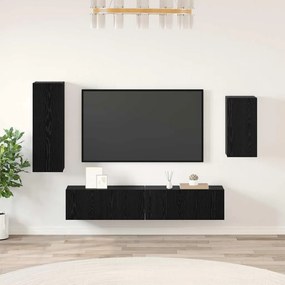 vidaXL Conjunto de Estante para TV com prateleira 4 pcs Carvalho Preto
