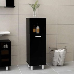 vidaXL Armário casa de banho 30x30x95 cm contraplacado preto brilhante