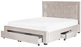 Cama com arrumação em veludo creme 160 x 200 cm LIEVIN Beliani