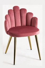 Cadeira Hand Gold Veludo - Rosa