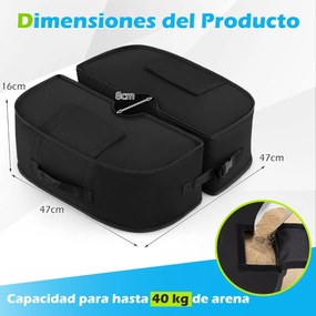 Saco de areira quadrado para base de guarda-sol 47 x 47 x 16 cm, impermeável, abertura lateral, fivelas, alça dobrável e removível, para pátio, praia