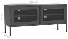 Móvel de TV aço 105x35x50 cm antracite