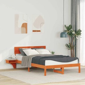 vidaXL Estrutura de cama com mesas de cabeceira Castanho-mel