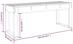 Banco de jardim 110x38x45 cm madeira de pinho maciça cinzento