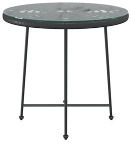 Mesa de jantar Ø80 cm   vidro temperado e aço preto