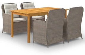 vidaXL 5 pcs conjunto de jantar para jardim castanho