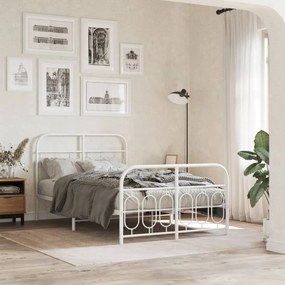 vidaXL Estrutura de cama com cabeceira e pés 120x200 cm metal branco