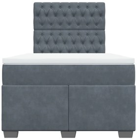 Cama boxspring com colchão 120x190 cm veludo cinzento-escuro