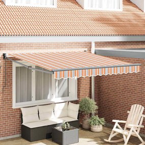 vidaXL Toldo Retrátil Manual Listrado Multicolorido 300x250 cm