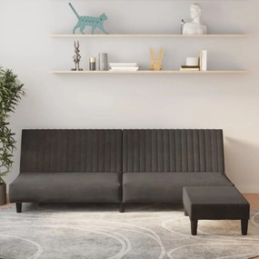 vidaXL Sofá-cama de 2 lugares com apoio de pés veludo cinzento-escuro