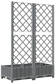 Vaso/floreira jardim c/ treliça 80x40x121,5 cm PP cinza-claro