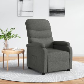 321217 vidaXL Poltrona reclinável tecido cinzento-escuro