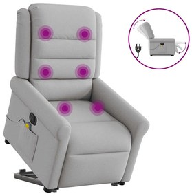 vidaXL Poltrona elétrica elevatória massagens tecido cinzento-nublado