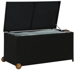Caixa de arrumação para jardim 120x65x61 cm vime PE preto