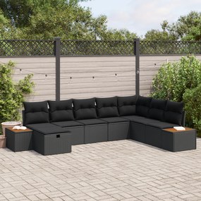 Conjunto de Sofá de Jardim vidaXL 8 Peças com Almofadas Polirattan Pre