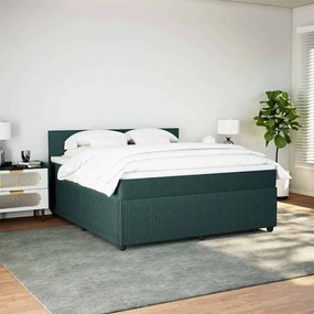 Cama com molas/colchão 180x200 cm veludo verde-escuro
