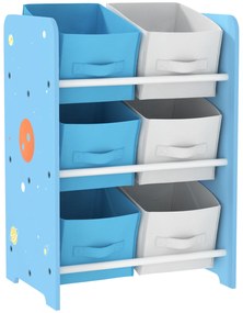 AIYAPLAY Estante para Brinquedos com 6 Caixas de Tecido não Tecido Amovíveis Organizador de Brinquedos para 43x30x60 cm Azul | Aosom Portugal