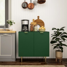 Armario de cozinha com 2 portas 80 x 40 x 80 cm, prateleira ajustável e pés metálicos elevados verde-oliva