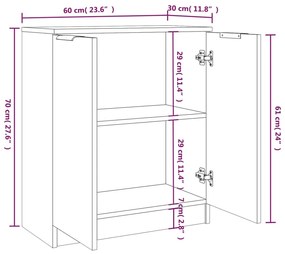 Aparadores 2 pcs 60x30x70 cm derivados de madeira branco
