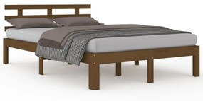 Estrutura cama king 150x200 cm madeira maciça castanho-mel