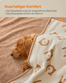 Manta para cães de grande e extragrande porte 203 x 152 cm (C x L) bege