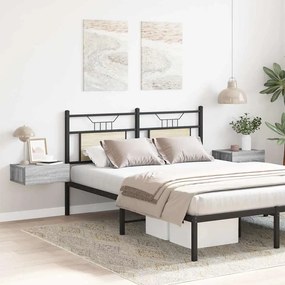 Mesas cabeceira suspensas 40x30x15 cm cor sonoma cinzento