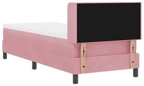 Cama Box Spring com Colchão Rosa 80x200 cm Veludo