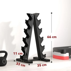 Suporte para Halteres (PESOS NÃO INCLUIDOS) de 5 Níveis Suporte de Armazenamento para Halteres de Aço para Treinamento 35x33x66 cm Preto