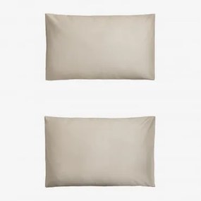 Pack De 2 Fronhas De Cetim De 300 Fios Sampras Nude Beige & 50 X 75 Cm - Sklum