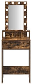 Mesa de Maquilhagem vidaXL com Luzes LED Carvalho Fumado 50x41x140 cm