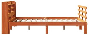 Estrutura cama c/ cabeceira 150x200cm pinho maciço castanho-mel