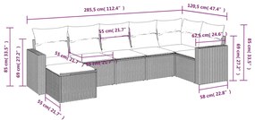 7 pcs conjunto de sofás p/ jardim com almofadões vime PE bege