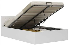 Cama hidráulica c/ arrumação 120x200cm couro artificial branco