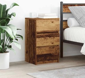 Mesa de cabeceira com 3 gavetas 39x35x65 cm madeira velha