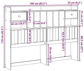 Cabeceira com arrumação 180 cm pinho maciço castanho-mel