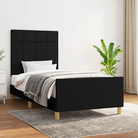 Estrutura de cama sem colchão 90x190 cm tecido preto