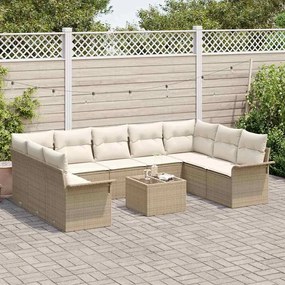 Conjunto de Sofá de Jardim de 10 Peças com Almofadas em Rattan Sintéti
