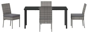 Conjunto de jantar de jardim com 5 peças em rattan sintético cinza.