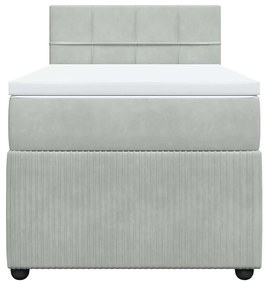 Cama com molas/colchão 90x190 cm veludo cinza-claro