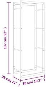 Suporte para lenha 50x28x132 cm aço inoxidável