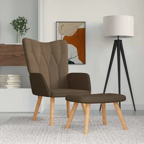 vidaXL Cadeira de descanso com banco tecido castanho