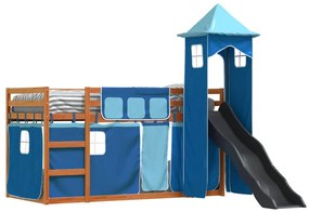 Beliche com escorrega e cortinas 90x190 cm azul