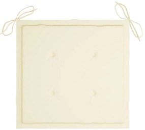 Cadeiras de jardim c/ almofadões creme 6 pcs teca maciça