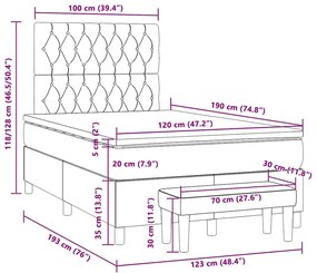 Cama boxspring com colchão 120x190 cm tecido azul