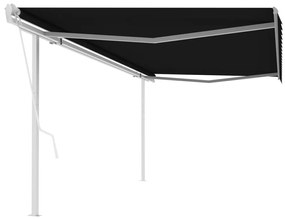 Toldo retrátil automático com postes 5x3,5 m antracite